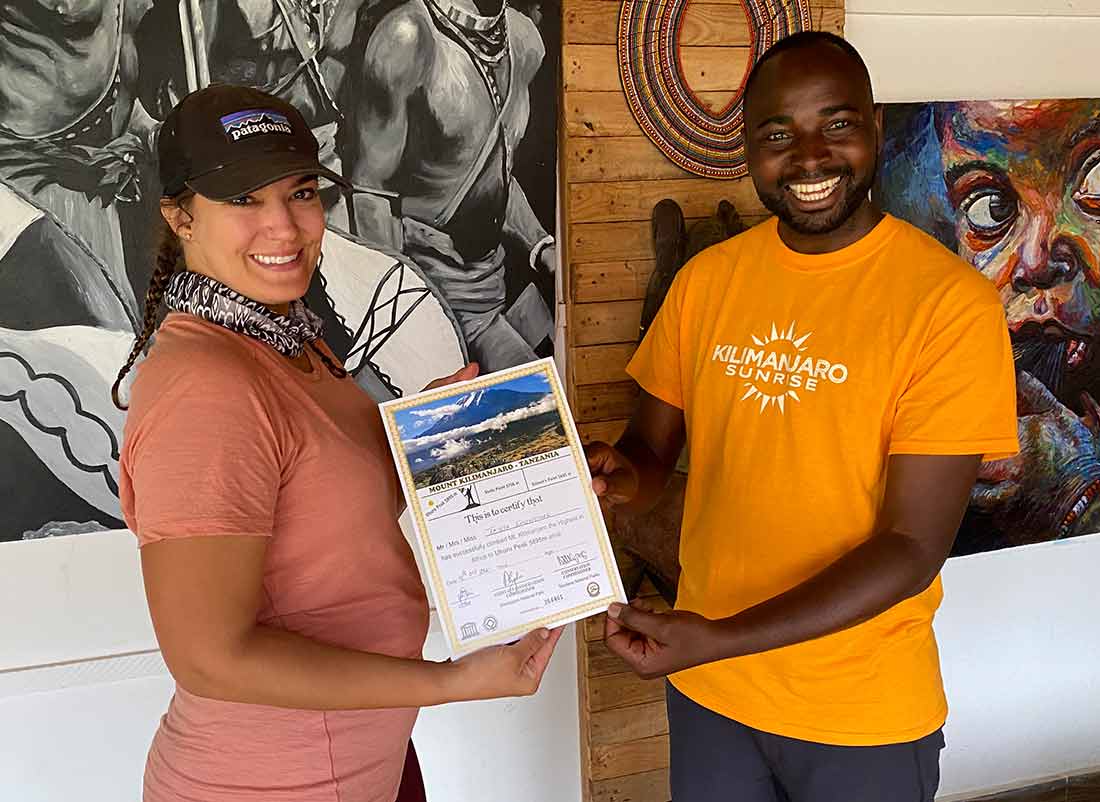 Kilimanjaro Certificate Ceremony